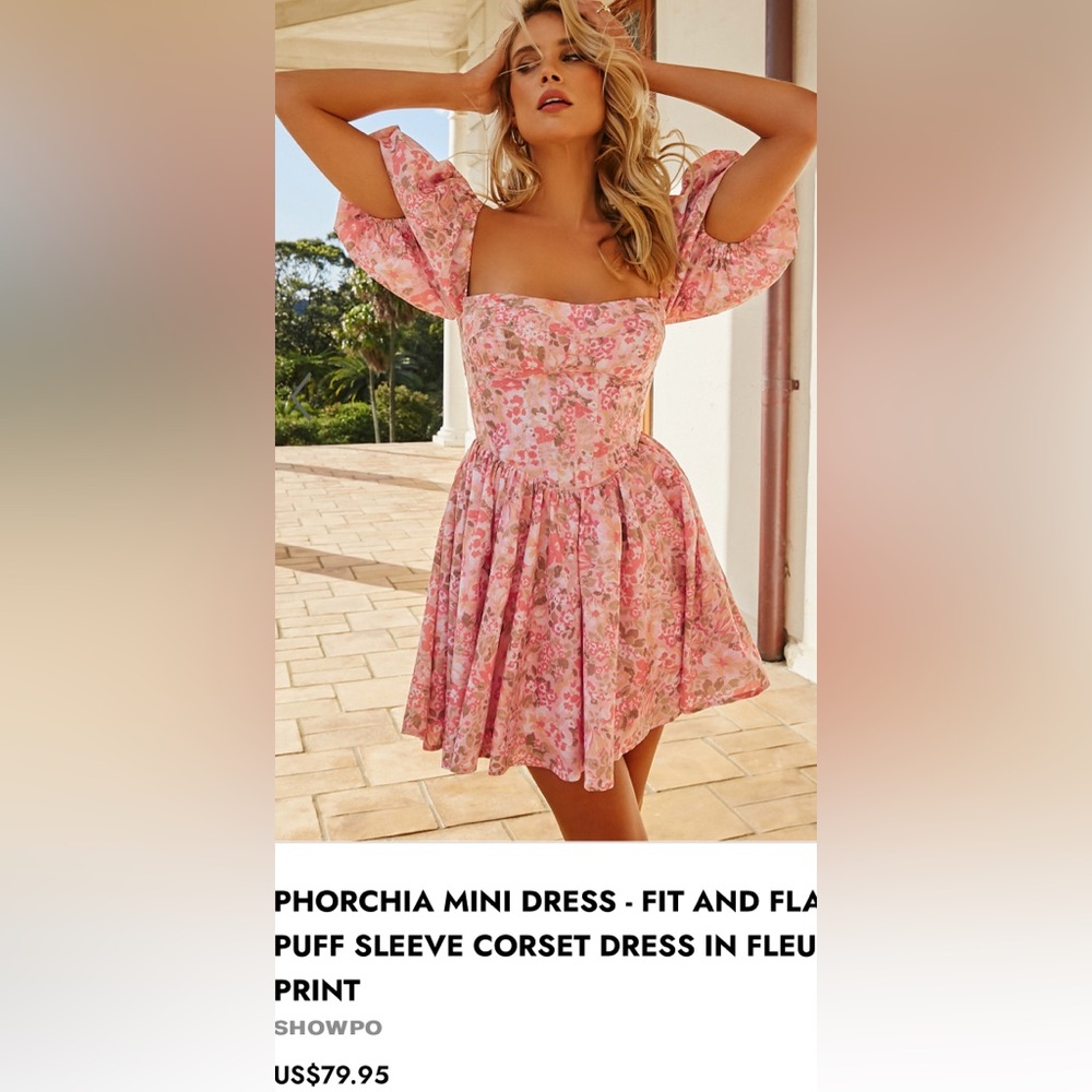 PHORCHIA MINI DRESS -  IN FLEUR PRINT
SHOWPO size US 6